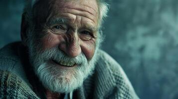 Smiling Old Man With White Beard photo