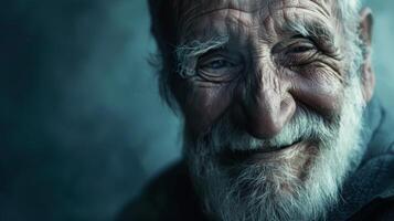 Smiling Old Man With White Hair and Beard photo