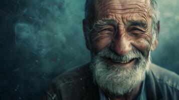 Smiling Old Man With White Beard photo