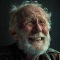 Smiling Older Man With White Hair and Beard photo
