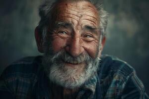 Smiling Old Man With White Beard photo