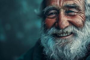 Smiling Old Man With White Hair and Beard photo