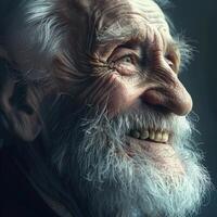 Smiling Old Man With White Hair and Beard photo