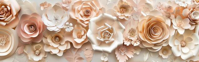 Wall Decorated With Paper Flowers photo