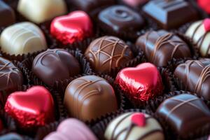 Close Up of Assorted Chocolates Box photo
