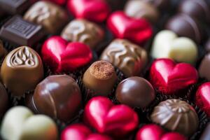 Close Up of Assorted Chocolates Box photo