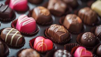 Close Up of Tray of Chocolates photo