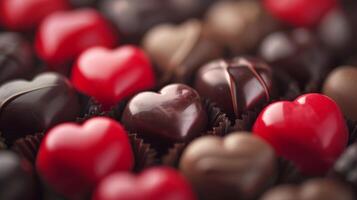 Close Up of Chocolates With Heart Designs photo