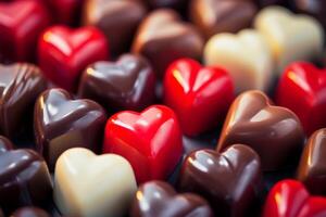 Close Up of Many Heart Shaped Chocolates photo