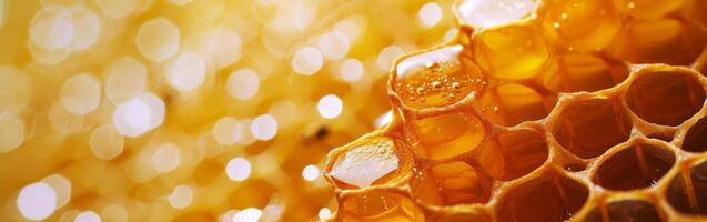 Close Up of Honeycomb With Water Droplets photo