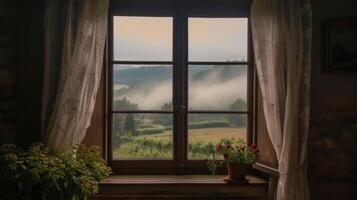 Window Overlooking Countryside Landscape photo