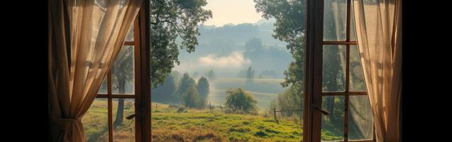 Window Overlooking Field and Trees photo