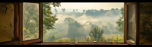 Open Window Overlooking Forest photo
