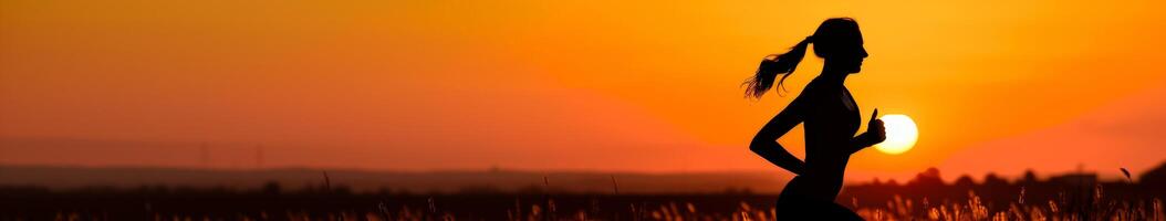 Woman Silhouette Standing in Field at Sunset photo