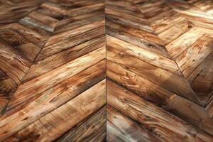 Close-Up of Chevron-Patterned Wooden Floor photo