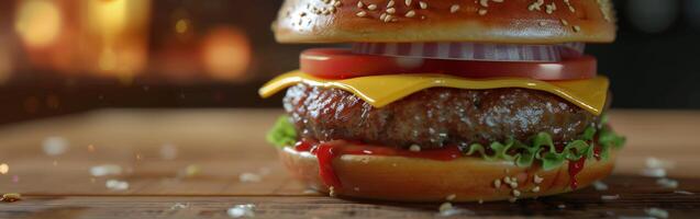 Hamburger On Table photo