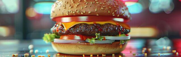 Hamburger on Table photo