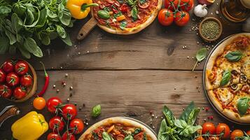 Assorted Toppings on Two Pizzas photo