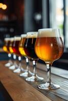 Assorted Beers in a Line photo