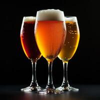 Three Glasses of Beer on Table photo