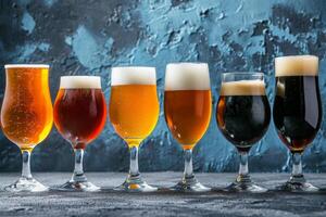 Variety of Beers in a Row photo