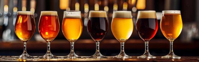 Variety of Beers in a Row photo