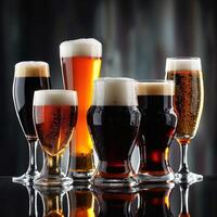 Various Beer-Filled Glasses photo