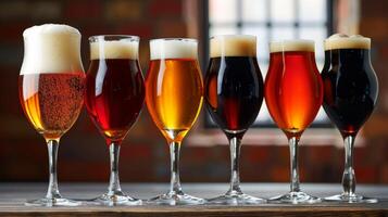 Variety of Beer Glasses on a Shelf photo