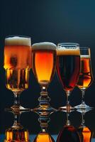 Assorted Types of Beer in a Lineup photo