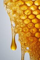 Close Up of Honeycomb With Water Droplets photo