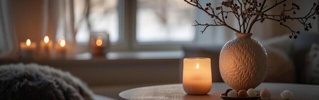 Table With Vase and Candle photo