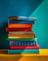 A Stack of Books on a Table photo