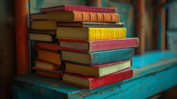 Stack of Books on Window Sill photo