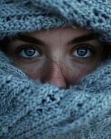 Close-Up of Person Wearing Scarf photo
