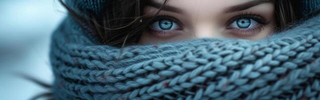 Close-Up of a Person Wearing Scarf photo