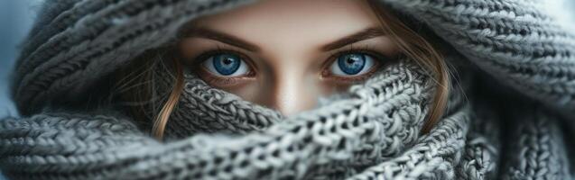 Close Up of a Person Wearing a Scarf photo