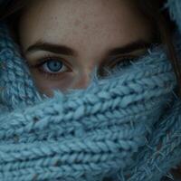 Close Up of Person Wearing Scarf photo
