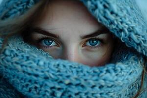 Close Up of Person Wearing Scarf photo