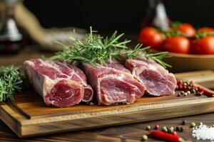 Herb-Tomato Pork Chops on a Cutting Board photo