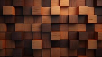 Wooden Block Wall With Interlocking Patterns photo