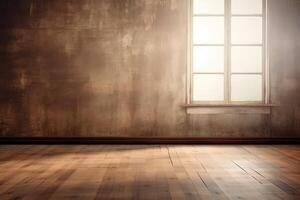 Empty Room With Window and Wooden Floor photo