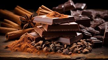 Assorted Chocolate and Spices on Table photo