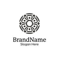 Abstract symmetric Mandala Pattern Logo Design Template vector