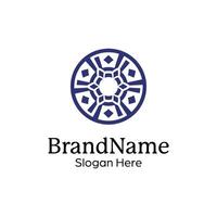 Abstract symmetric Mandala Pattern Logo Design Template vector