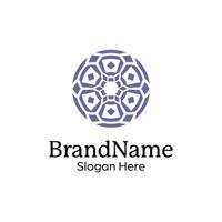 Abstract symmetric Mandala Pattern Logo Design Template vector