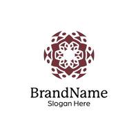 Abstract symmetric Mandala Pattern Logo Design Template vector