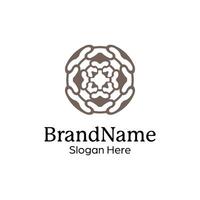 Abstract symmetric Mandala Pattern Logo Design Template vector
