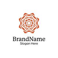 Abstract symmetric Mandala Pattern Logo Design Template vector