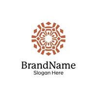 Abstract symmetric Mandala Pattern Logo Design Template vector