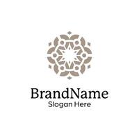 Abstract symmetric Mandala Pattern Logo Design Template vector